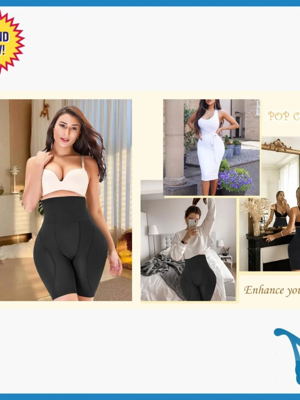 Large High Waist Shapewear Shorts Tummy Control Butt Lift Padded Panties
